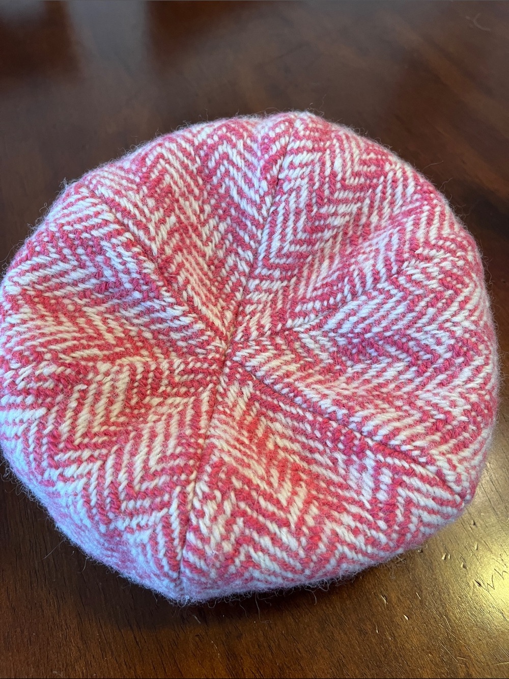Coach newsboy cap pink houndstooth wool mohair vintage hat Y2K herringbone tweed - Picture 5 of 5